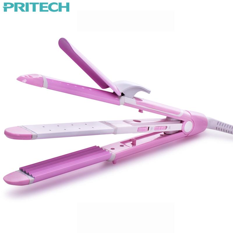 Pritech 3 In 1 Hair Straightener Curling Irons For Wet & amp; Dry Professional Hair Curler Styling