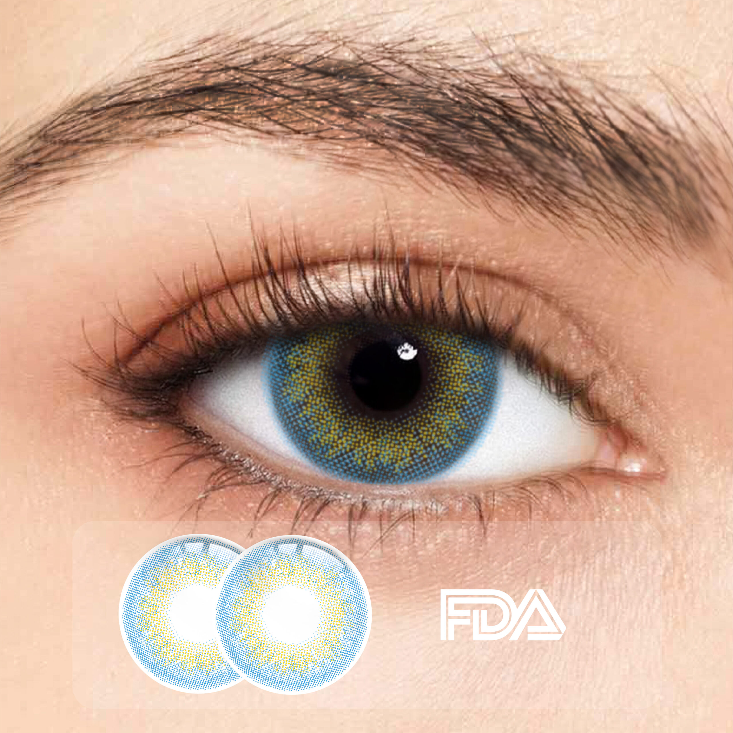 1 Pair FDA Certificate Eyes Beautiful Pupil Colorful Girl Cosplay Contact Lenses with degrees  PHALAENOPSIS DARK BLUE