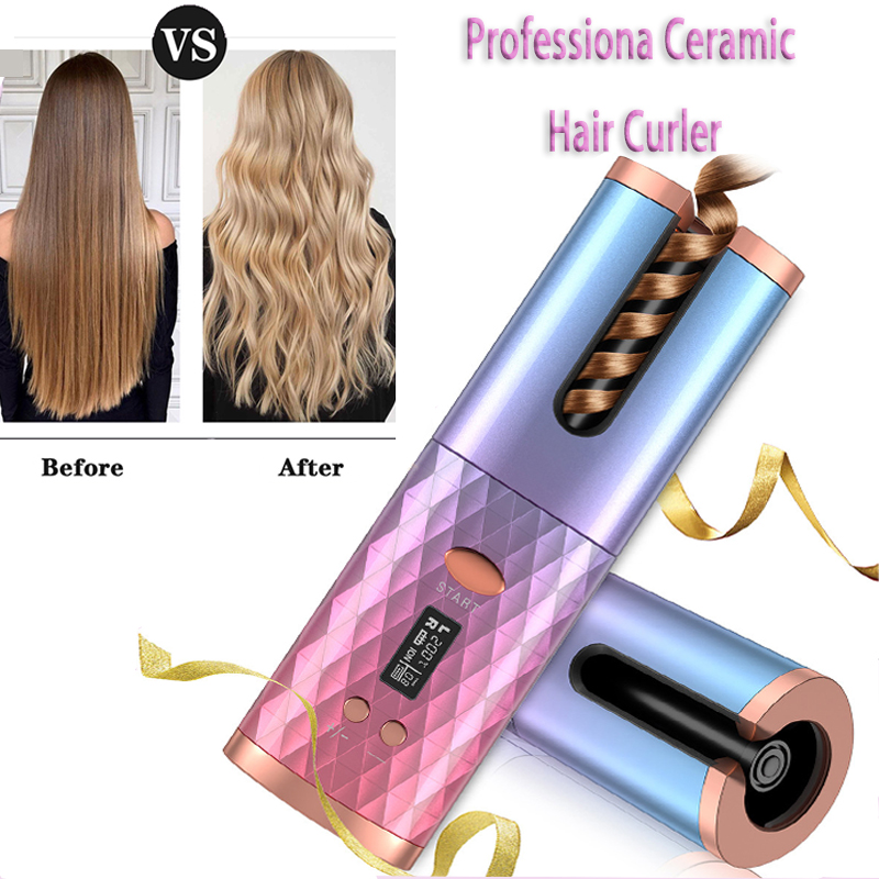New Portable USB Charging Models Automatic Curling Iron Intelligent LCD Home Mini Lazy Hair Curler