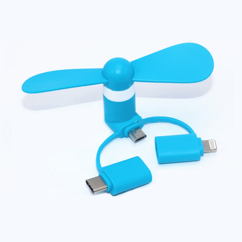 3 IN 1 Travel Portable Cell Phone Mini Fan Cooling Cooler For Micro USB C For iPhone 5 6 6S 7 Plus 8 X for Android Type-c