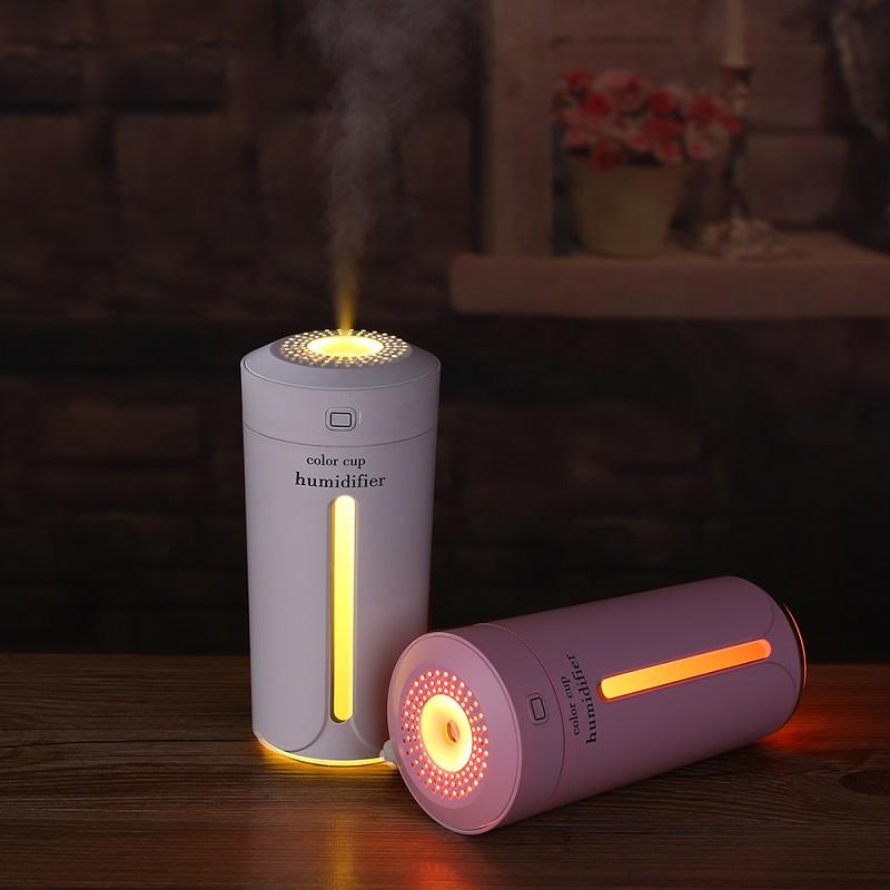 Color Cup USB Air Humidifier for Home Car Ultrasonic Mini Aroma Diffuser Air Purifier with LED Lights