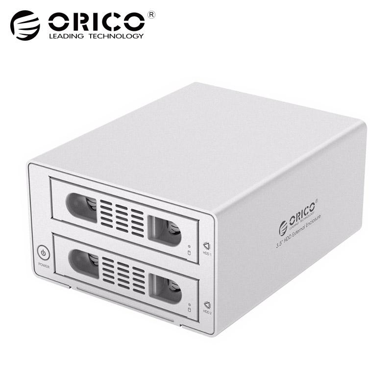 3.5 2bay HDD Case box 16 TB Aluminum SATA2.0 USB 3.0 & eSATA HDD External Docking Station box RAID Function HDD Enclosure by ORICO