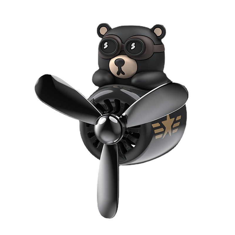 Bear Airplane Car Aromatherapy Cartoon Cute Creative Little Black Bear Pilot Car Air Outlet Perfume