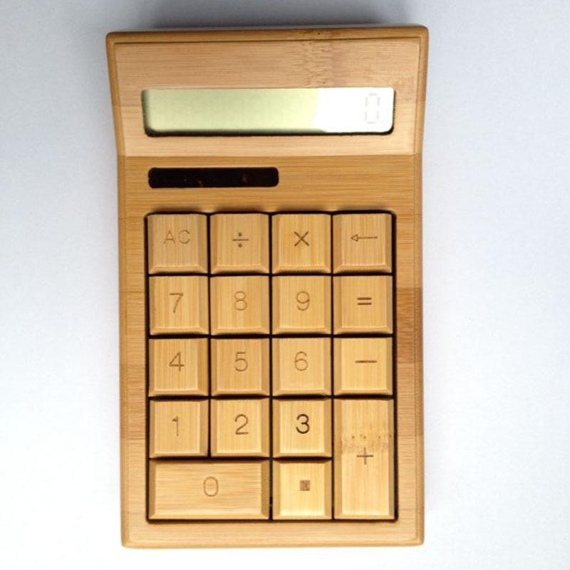 DIY Handmade Creative Bamboo 12 Bit Solar Energy Calculator Upscale Math Teaching Resources Office School Tool Stationery