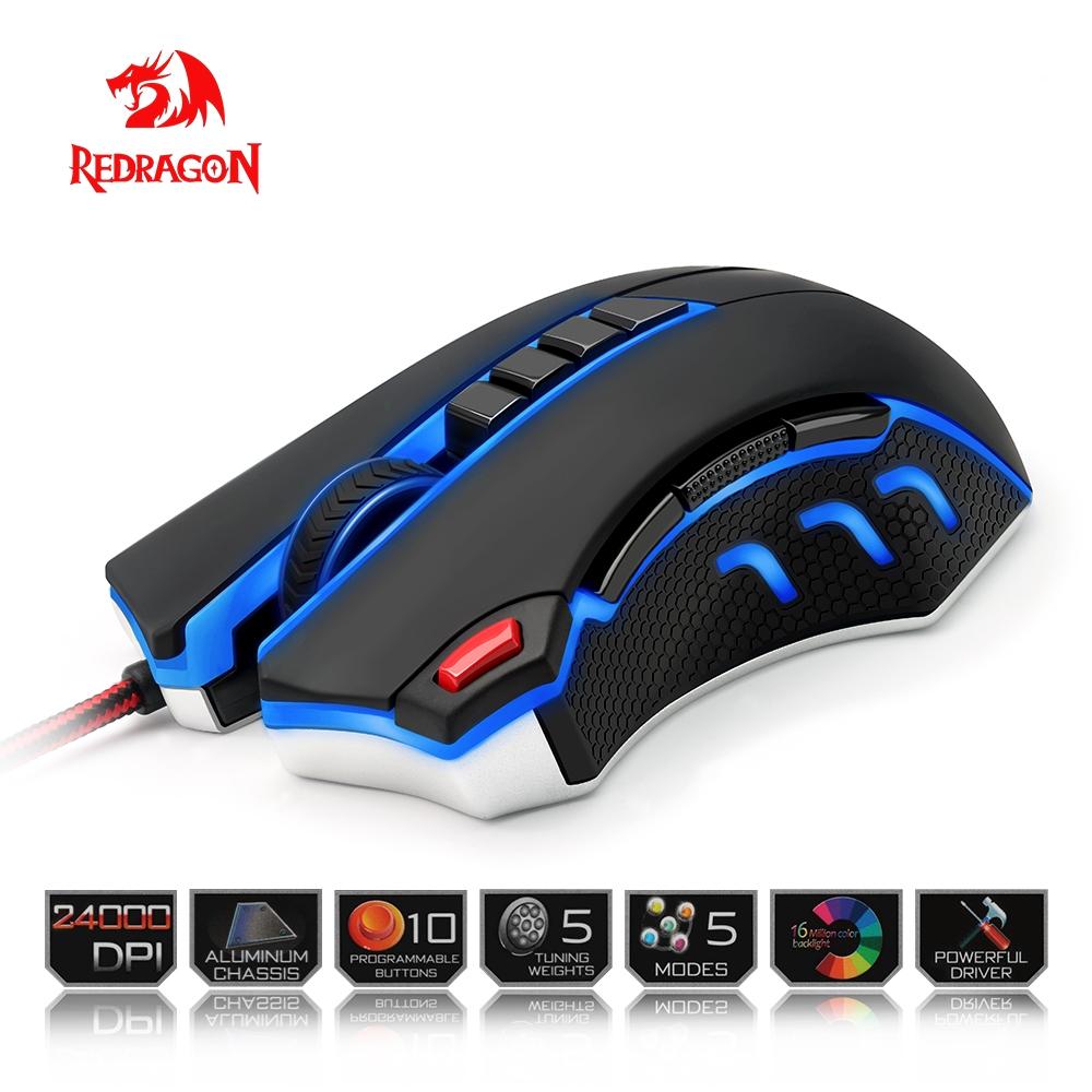 Gaming Mouse PC 24000 DPI 9 programmble buttons ergonomic design high-speed USB Wired for Desktop by Redragon