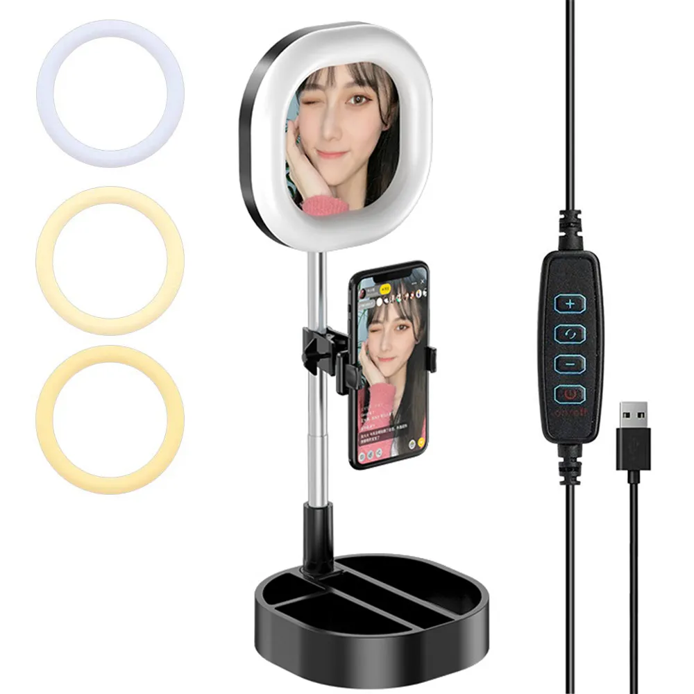 Universal USB Selfie Ring Light Photo Studio Camera Lights Dimmable Video Lighting With Stand For Youtube Makeup Live