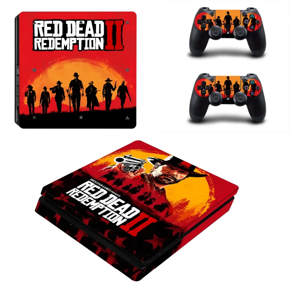 Red Dead Redemption 2 PS4 Slim Skin Sticker Decal Vinyl for Sony Playstation 4 Console and 2 Controllers PS4 Slim Skin Sticker