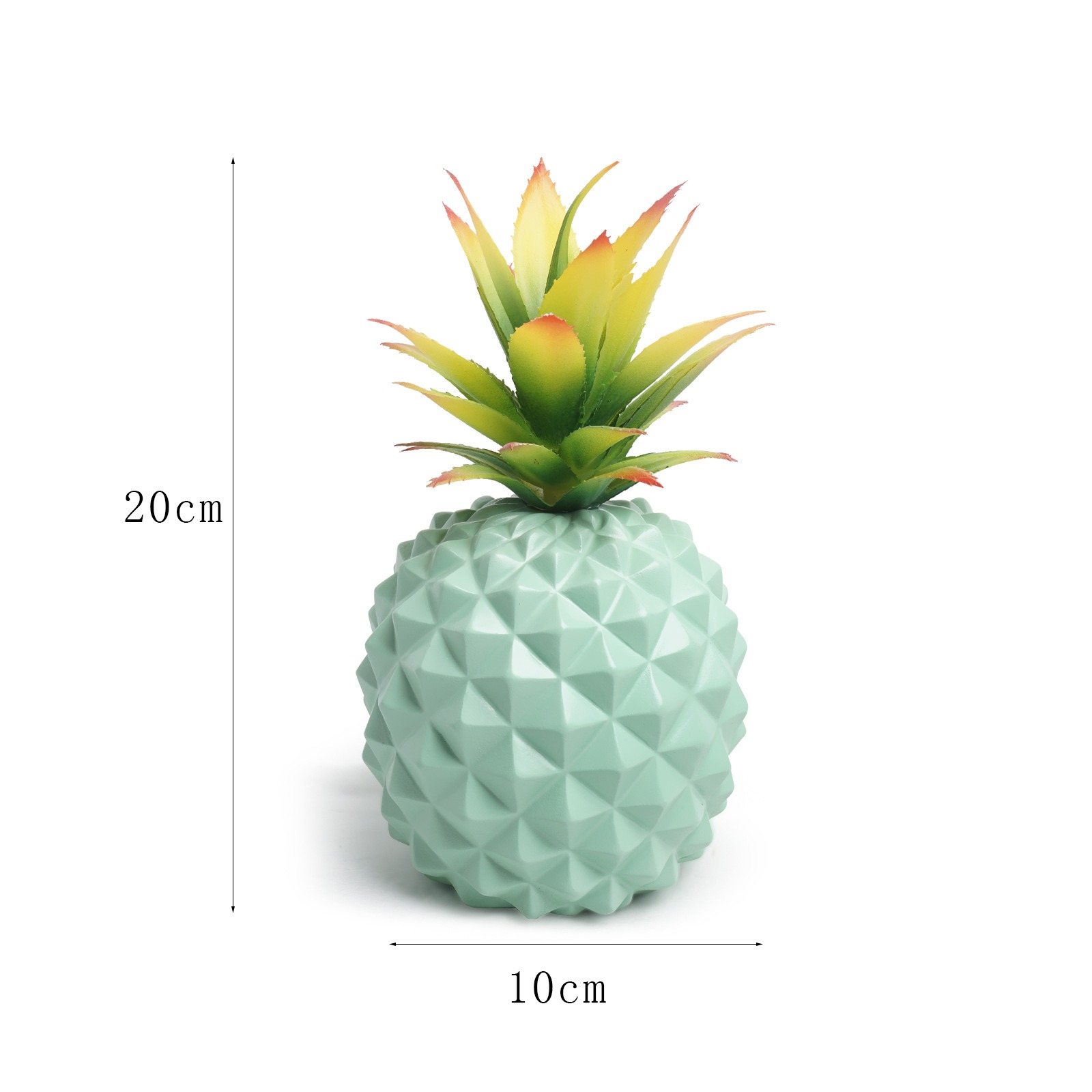 blue pineapple plant and green plant office desk decoration