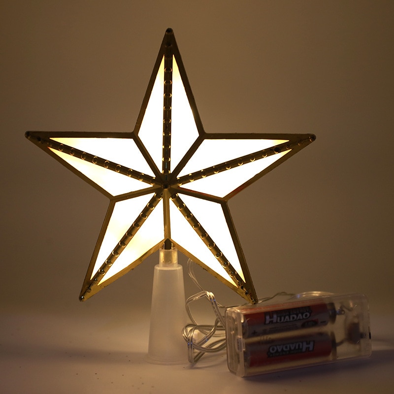 1PC Led Christmas Tree Top Star Light Glowing Five-pointed Star 17cm Xmas Tree Ornaments New Year Party Decor