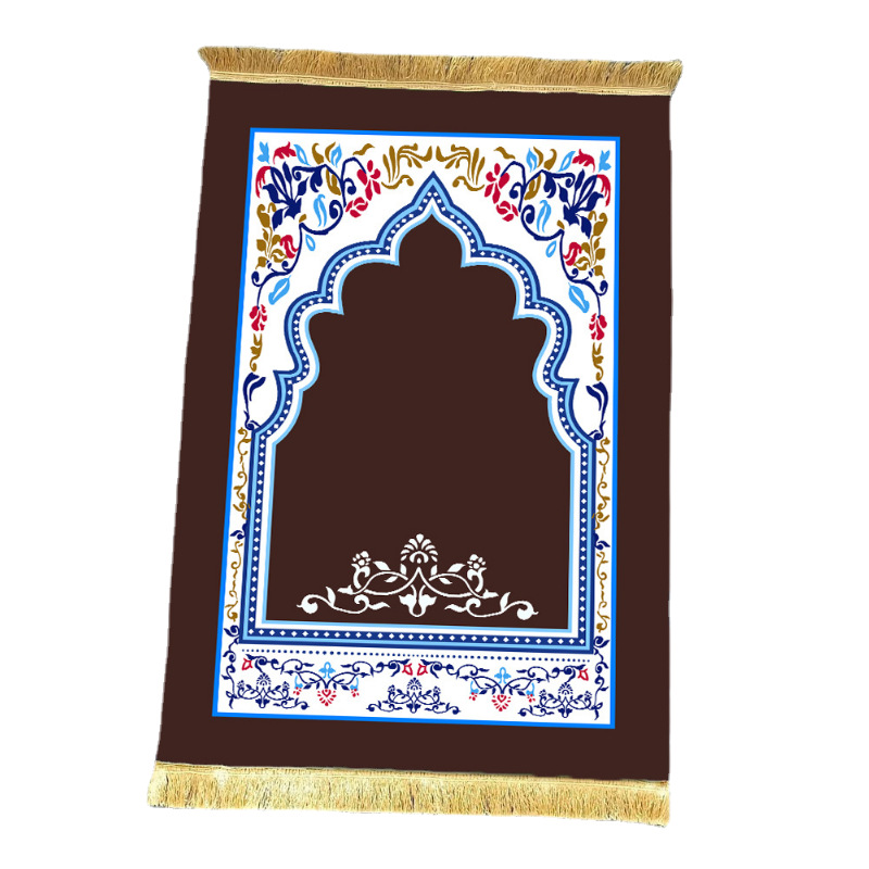 Muslim stain-resistant prayer mat portable blessing festival carpet solid color ethnic style anti-slip mat