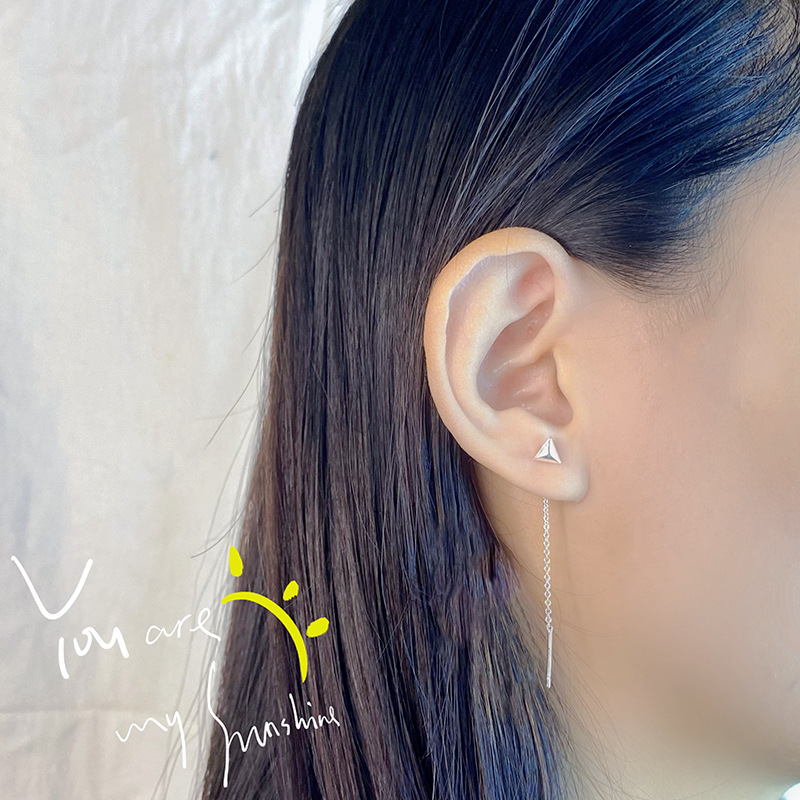 Summer New Niche Design Simple Fashion Geometric Ling Cone Ear Line Summer Ear Studs Women’s Jewelry 925 Earrings