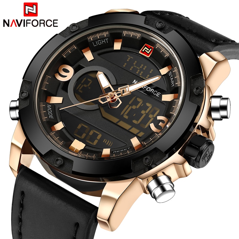 NAVIFORCE Luxury Brand Men Analog Digital Leather Sports Watches Men’s Army Military Watch Man Quartz Clock Relogio Masculino