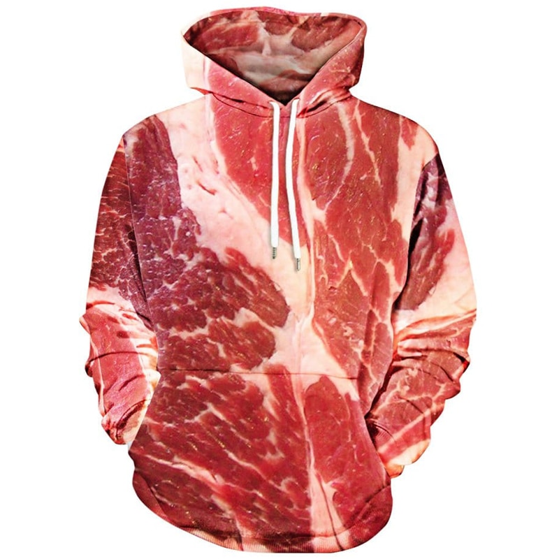 Funny Beef Meat 3d Sweatshirt Simulation Bacon Pullover Casual Tracksuit Outwear