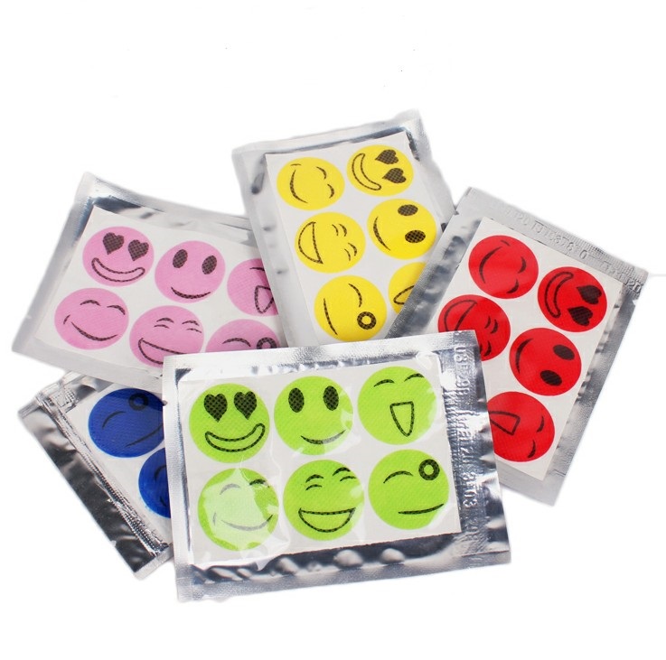 60pcs/bag Mosquito Stickers DIY Mosquito Repellent Stickers Patches Cartoon Smiling Face Drive Repeller