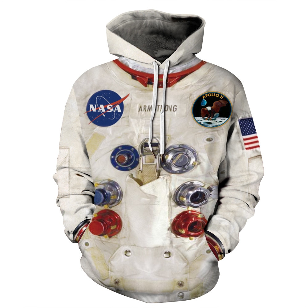 Women Man Winter Streetwear Hoodies Tops 3D Astronaut