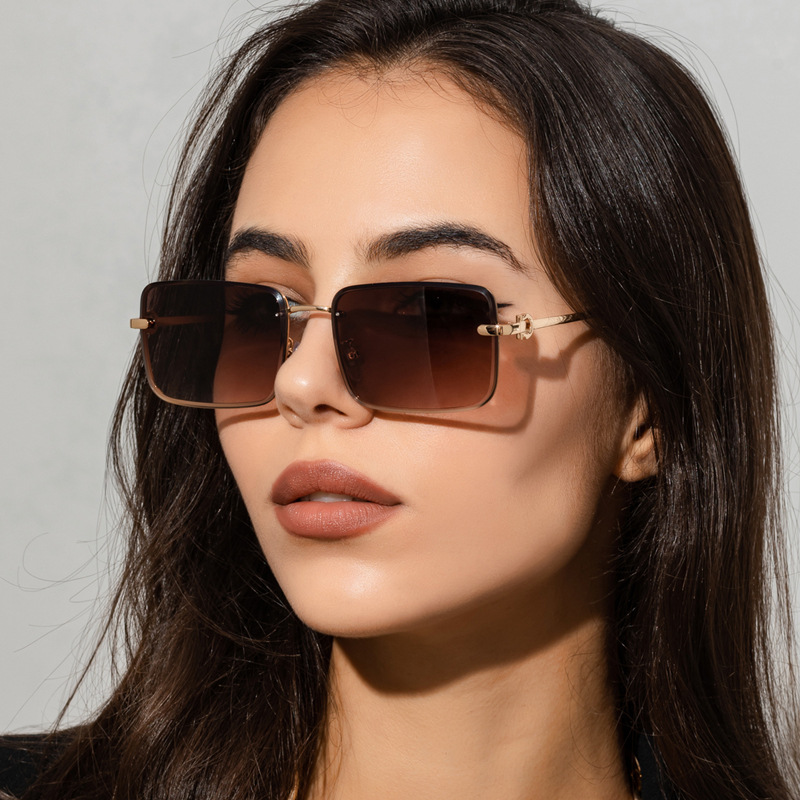 New Large Frame Square Men’s And Women’s Sunglasses Trend Street Shooting Sunglasses Metal Sunglasses