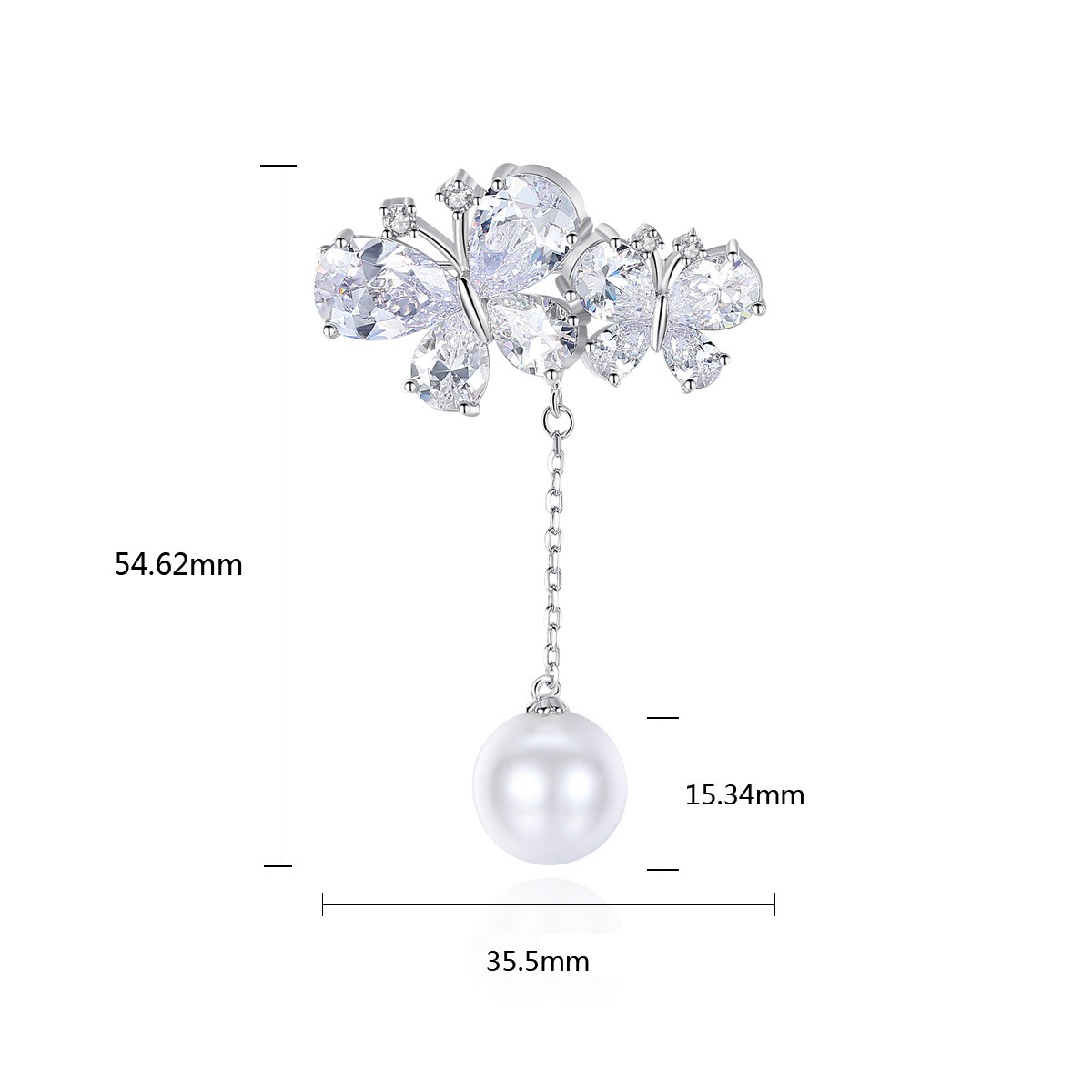 Zircon Butterfly Pin Fashion Korean Edition AAA Zircon Butterfly Design Pearl Women’s Small Suit Accessories