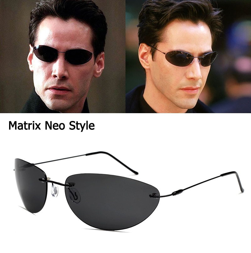 Fashion Cool The Matrix Neo Style Polarized Sunglasses Ultralight Rimless Men Driving Brand Design Sun Glasses