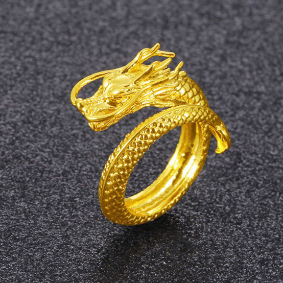 Vietnam Shajin Faucet Embossed Domineering Men’s Open Ring Electroplating 24k Gold Jewelry Euro Coin Gold Jewelry