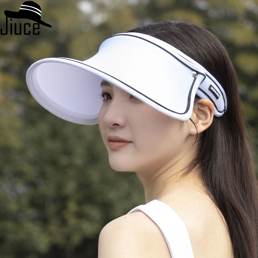 Ice-Sensing Big Edge Empty Top Hat Female Solid Color Sun Hat Summer Outdoor Cycling Face Protection Sun Hat Korean Star Sunscreen Hat