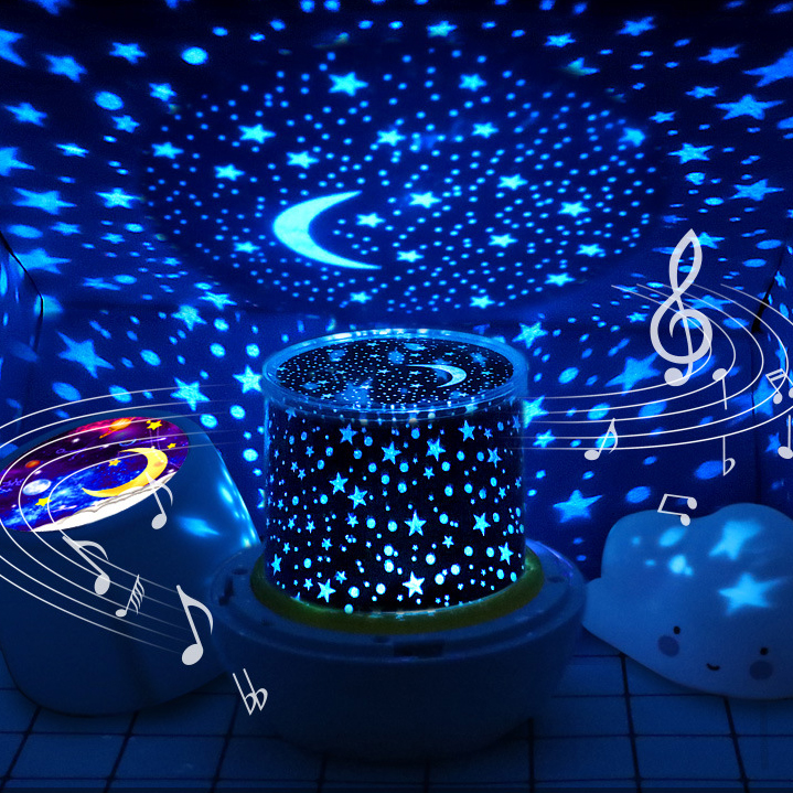 Bluetooth Rotating Star Projection Light Bedroom Full of Stars Atmosphere Night Light Creative Children’s Birthday Star Light