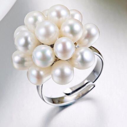 YIKALAISI Pearl Jewelry Water Drop Natural Freshwater Flower Wedding Ring