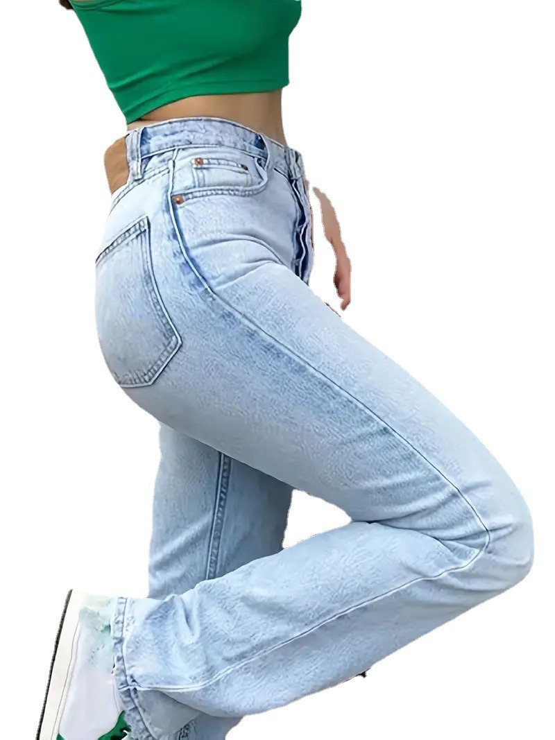Women’s jeans high waisted slim fit straight leg pants