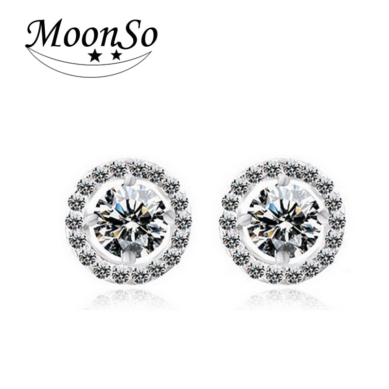 Fashion Luxury 925 Sterling Silver 6mm Small Zircon Stud Earing Earrings for women christmas gift korean jewelry E232