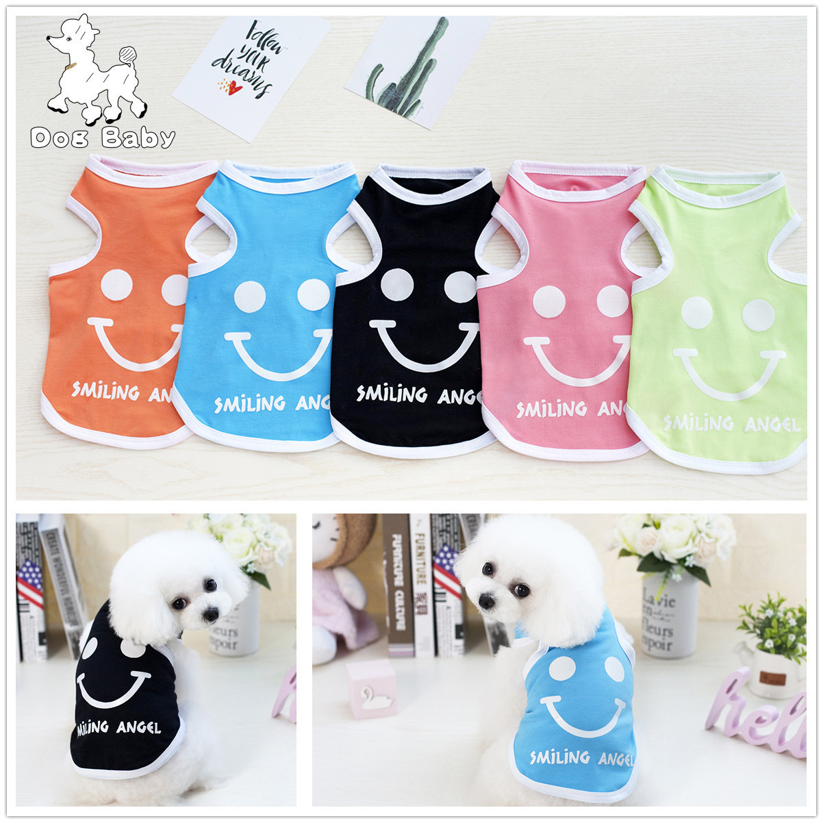 Pet Dog Clothes Teddy Bear New Cool Smile Cat Spring And Summer Vest Clothing