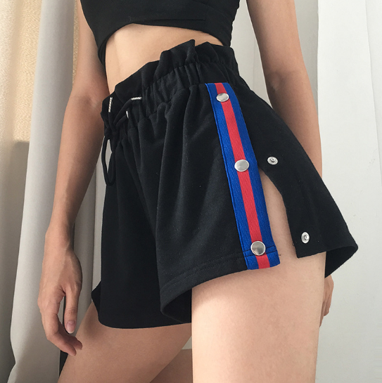 Button Split Shorts Women’s Summer High Waist Shorts