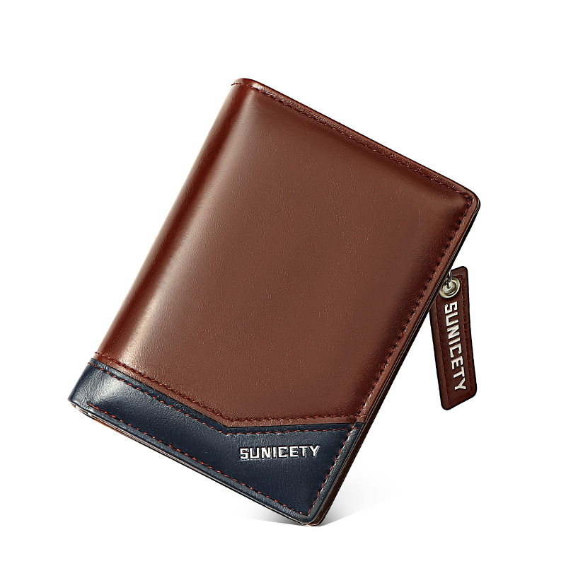 New PU Leather Multi-Function Zipper Short Men’s Wallet Rfid Dollar Wallet Card Wallet