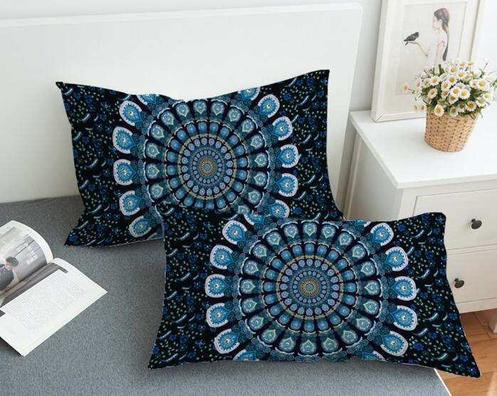 Bedding  Pillowcase Blue Peacock Bohemian 3D Print Pillow Case Pillow Bedding