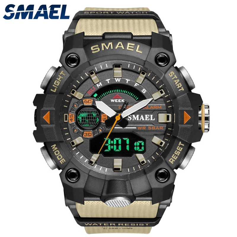 SMAEL 8040 Military Watches Men Sport Watch New 50M Waterproof Wristwatch Stopwatch Alarm LED Light Digital Watches 8040 Men’s Sports Watch