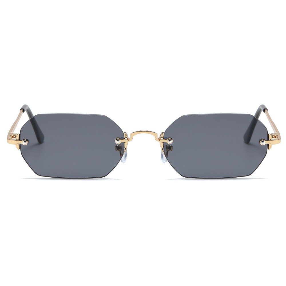 Peekaboo punk style rectangle sunglasses rimless man octagonal small frame metal glasses for women frameless uv400 dropshipping