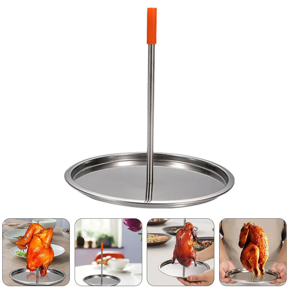 Vertical Skewer Grill Stainless Steel Stand Pastor Skewer Chicken Roasting Rack for Large Meat Barbecue Grilling Picnic