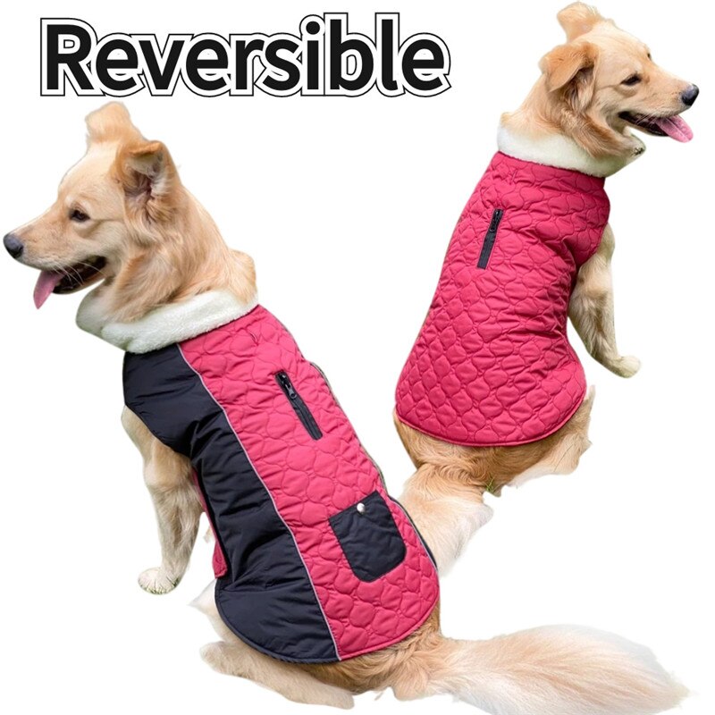 Pocket Autumn and Winter Pet Clothes Cotton Coat Double-sided Can Wear Dog Vest Reflective Waterproof Design Dog Clothing