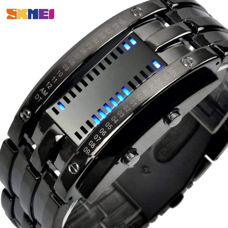 SKMEI 0953 Fashion Creative Sport Watch Women Stainless Steel Strap LED Display Watches 5Bar Waterproof Digital Watch reloj hombre