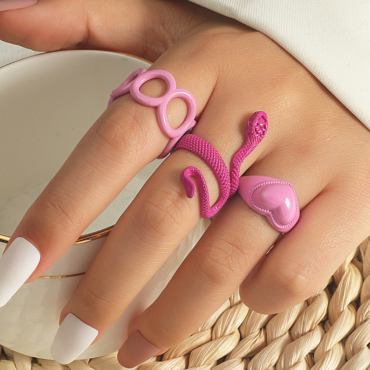 Metal Snake Ring Set Ins Style Creative Fashion Geometric Ring Niche Design Jewelry Women
