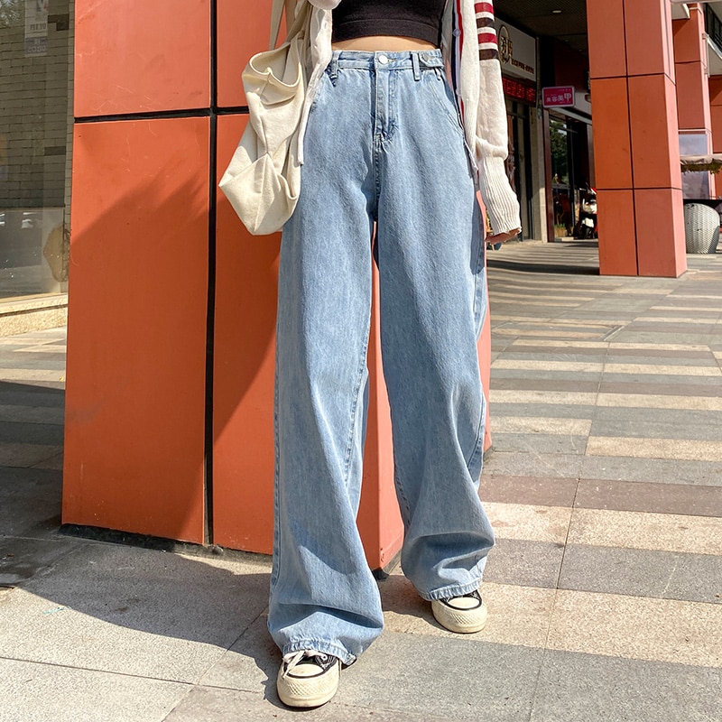 Woman Jeans High Waist Clothes Clothing Blue Streetwear
