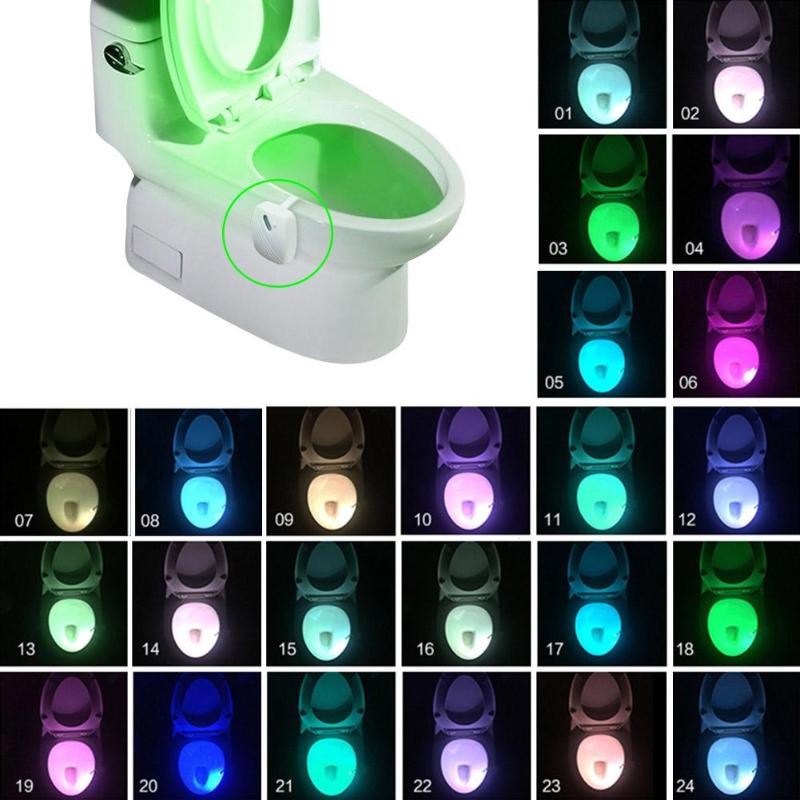 Bathroom Toilet Nightlight LED Body Motion Activated On/Off Seat Sensor Lamp 8/24Colors PIR Toilet Night Light lamp