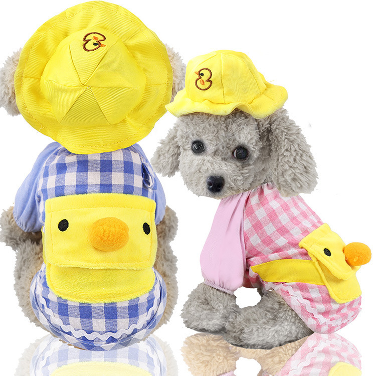 New Little Yellow Duck Kindergarten Cartoon Backpack Pet Clothes Dog Cat Supplies Spring Summer Autumn Cat Suit
