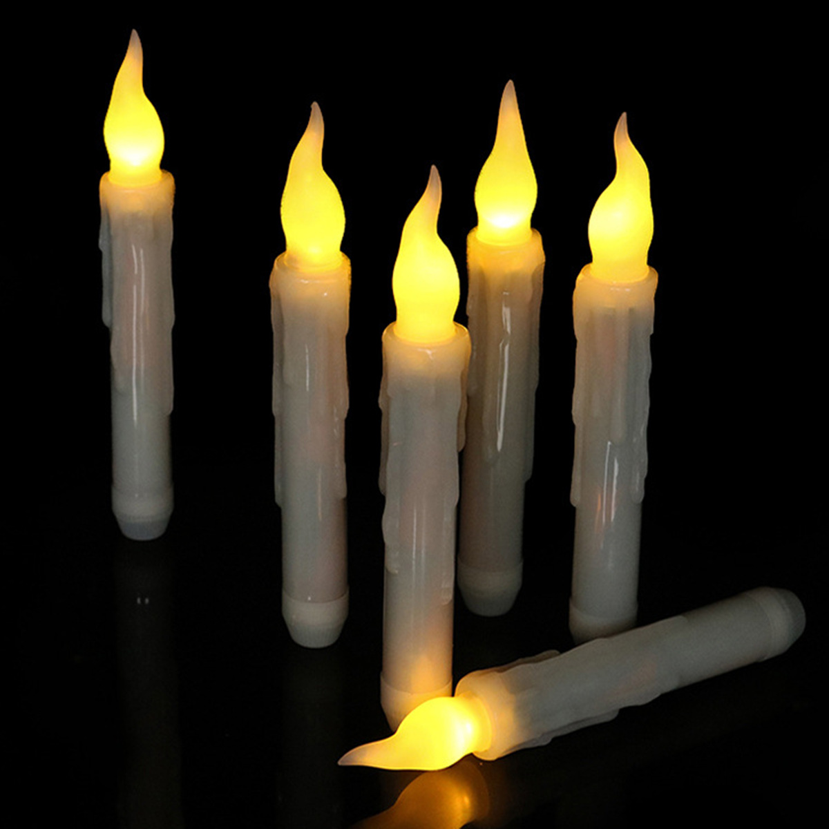 6PCS Simulation Tears Long Strip LED Rod Wax Christmas Wedding Religious Electronic Candle Lights