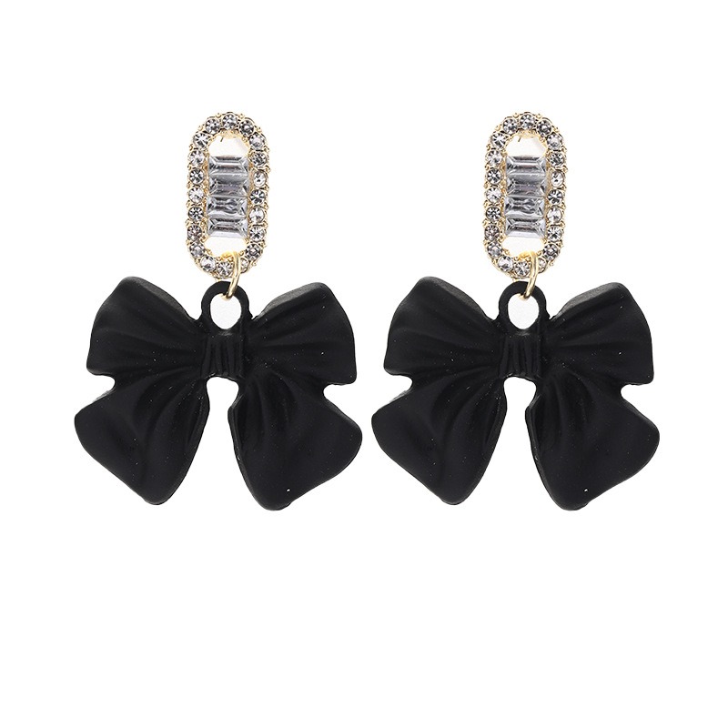 Black Bowknot Micro Set Zircon Earrings