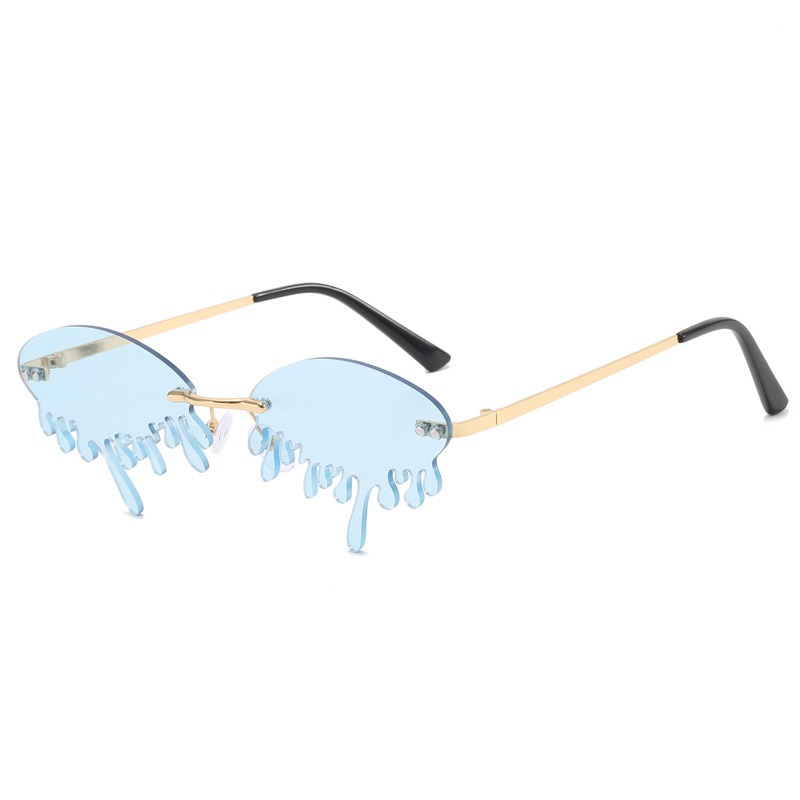New Personalized Frameless Sunglasses for Men’s Ball Funny Trend Irregular Tear Glasses for Women with Sunglasses