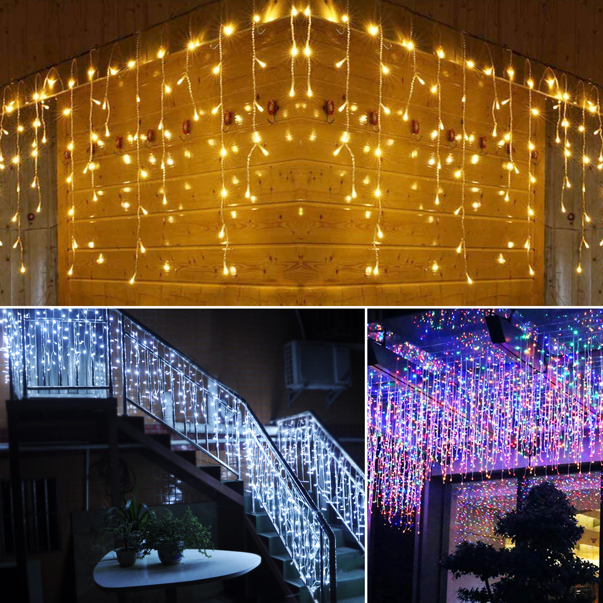 Led Icicle Light String 8 Mode Curtain Lights Gypsophila Waterfall Light String Christmas Lights New Year Festival Star Lights