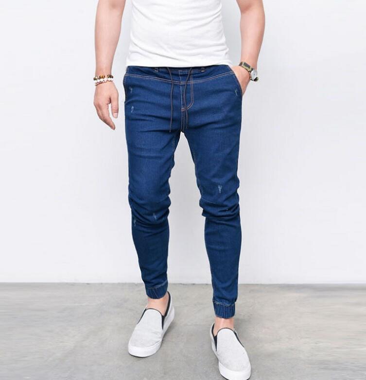 Fashion Men’s Harem Jeans Washed Feet Shinny Denim Pants