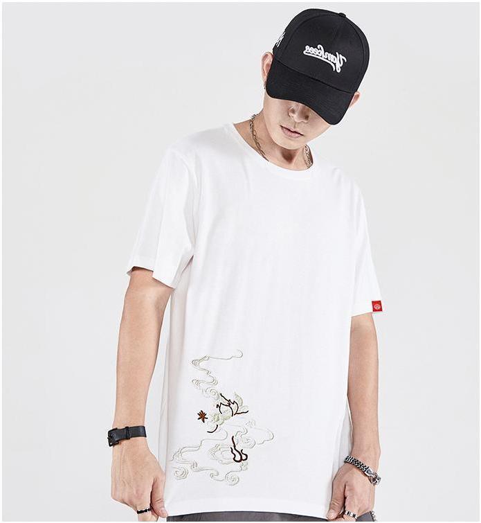 Spring and summer new pure cotton trend loose short sleeved T shirt men China Chinese style men Phoenix embroidery hal