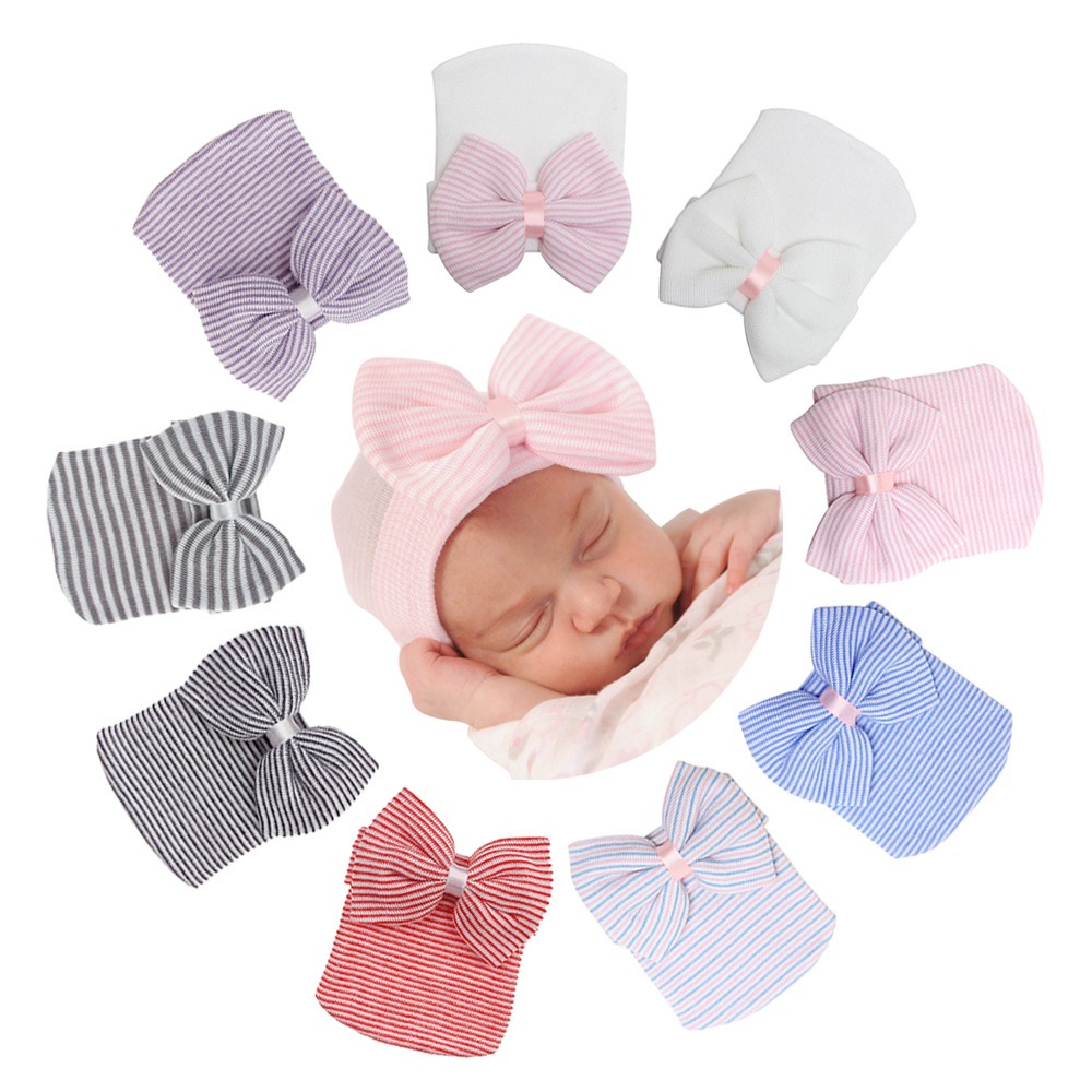Newborn Baby Hat Baby Hat Big Bow Knit Pullover Hat Spring And Autumn Cute Baby Hat
