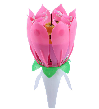LED Candles Musical Beautiful Musical Lotus Flower Happy Birthday Candles