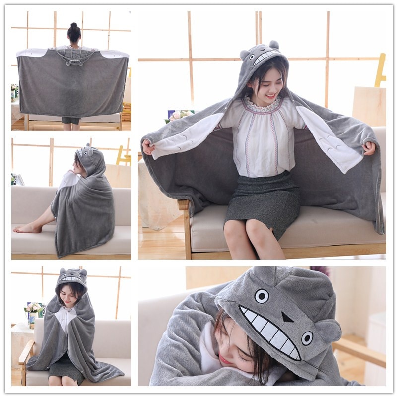 145*70cm plush toy stuffed totoro hung out blanket air conditioning blanket mantys cape coral double polar